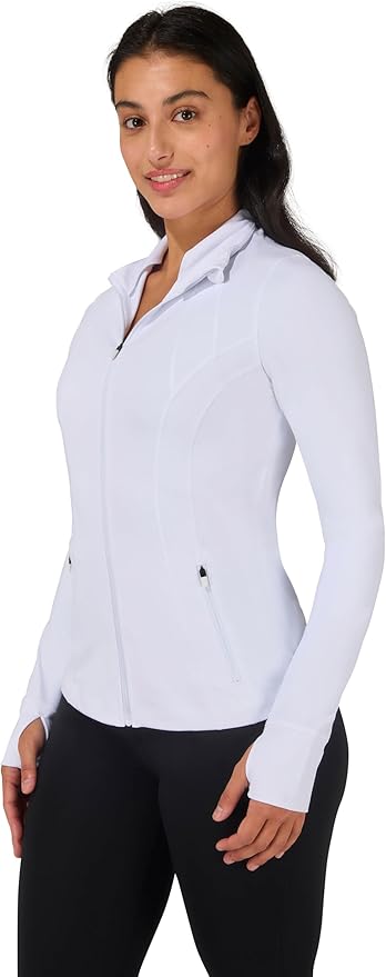 90 Degree By Reflex Full Zip Running Track Jacket Lightweight Athletic Slim Fit Jacket with Thumbholes