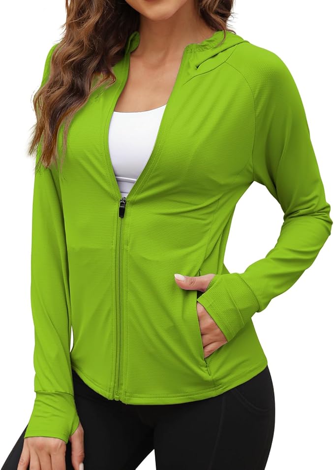 We1Fit Women's UPF 50+ Sun Protection Jacket Hoodie Sun Shirts Hiking Running Athletic Shirt