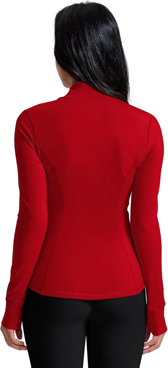 AVGO Womens Running Jackets Lightweight Slim Fit Workout Jacket Zip Up Athletic Track Gym Tops with Pockets & Thumb holes