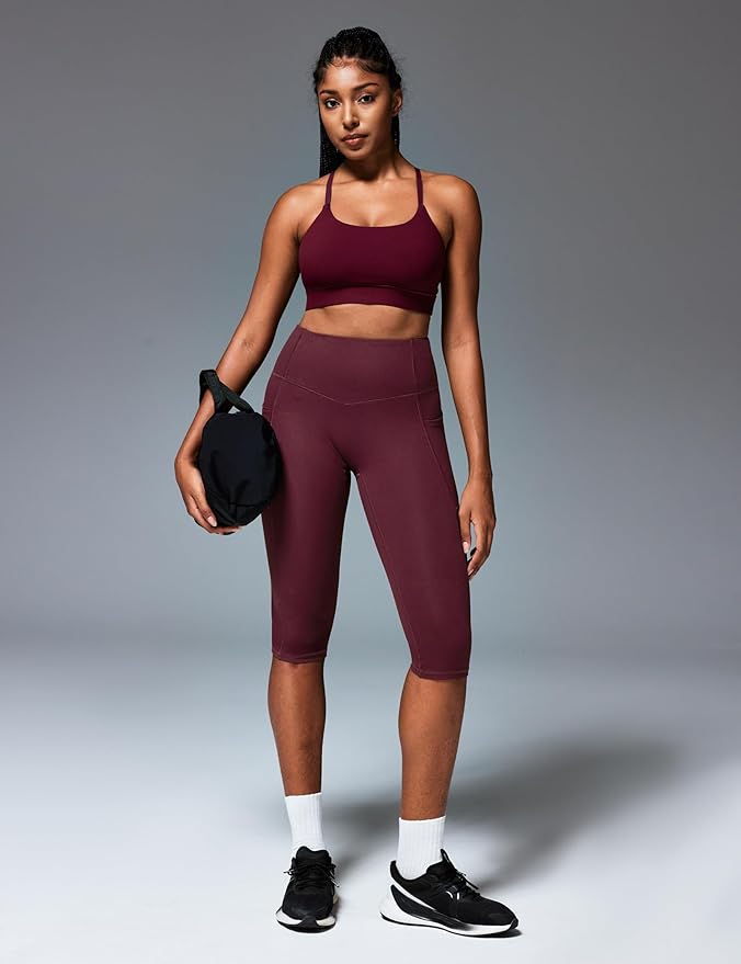 Heathyoga Capri Leggings with Pockets for Women Tummy Control Knee Length Leggings Yoga Pants Women Capri Pants Workout