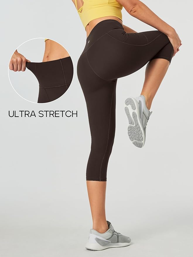 Heathyoga Capri Leggings for Women High Waisted Capri Leggings with Pockets for Women Tummy Control Yoga Pants Women