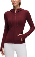 CRZ YOGA Butterluxe Hooded Athletic Jackets for Women - Full Zip Track Casual Tops with Thumb Holes Pockets