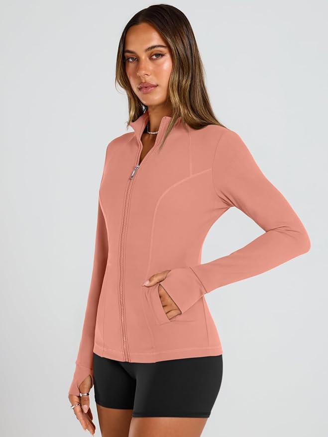 Trendy Queen Womens Lightweight Zip Up Jackets 2026 Athletic Workout Hoodies Spring Shirt Fitted Gym Clothes with Pocket