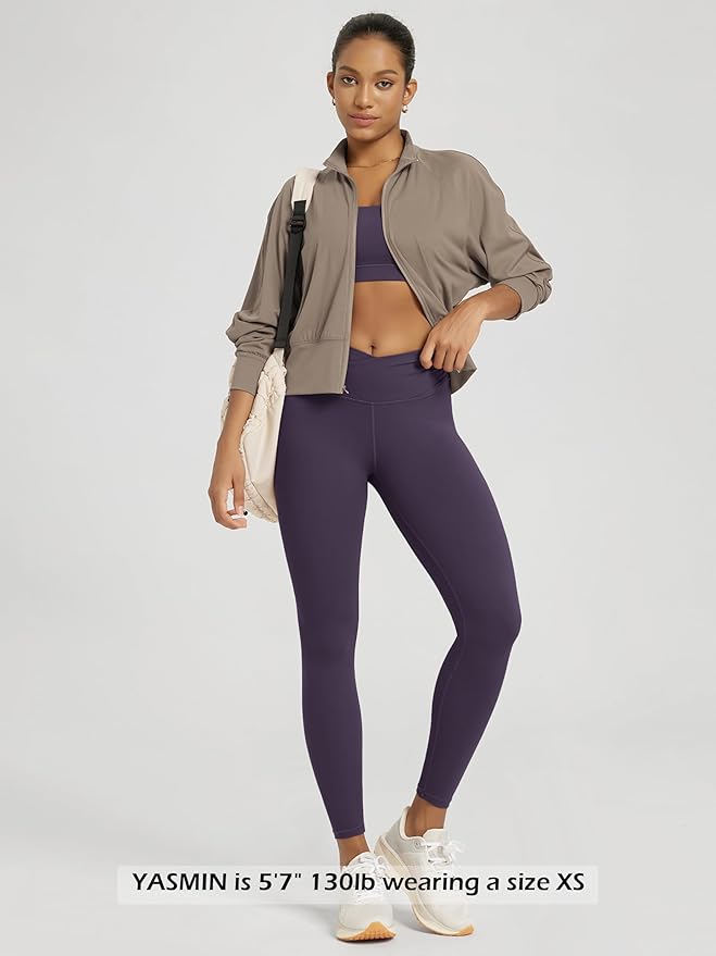 ODODOS Women's Cross Waist Yoga Leggings with Inner Pocket, 23"/25"/28" Gathered Crossover Workout Yoga Pants