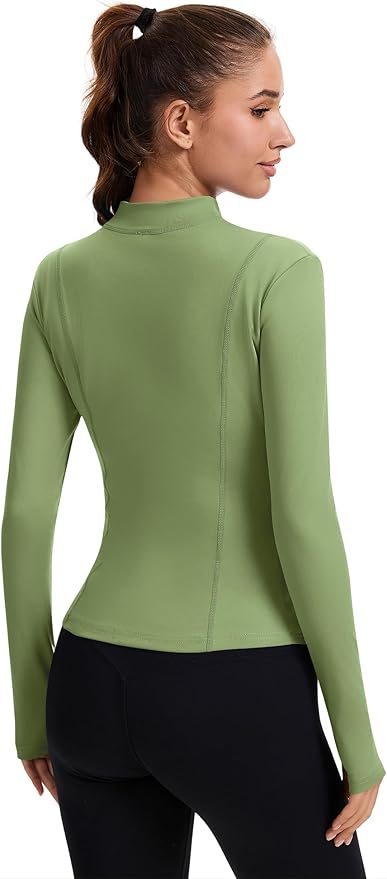 Rapbin Women's Full Zip Workout jackets Runing Slim Fit Athletic Tops With Thumb Holes