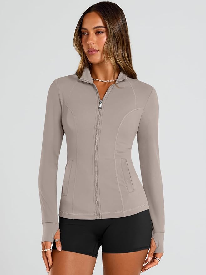 Trendy Queen Womens Lightweight Zip Up Jackets 2026 Athletic Workout Hoodies Spring Shirt Fitted Gym Clothes with Pocket