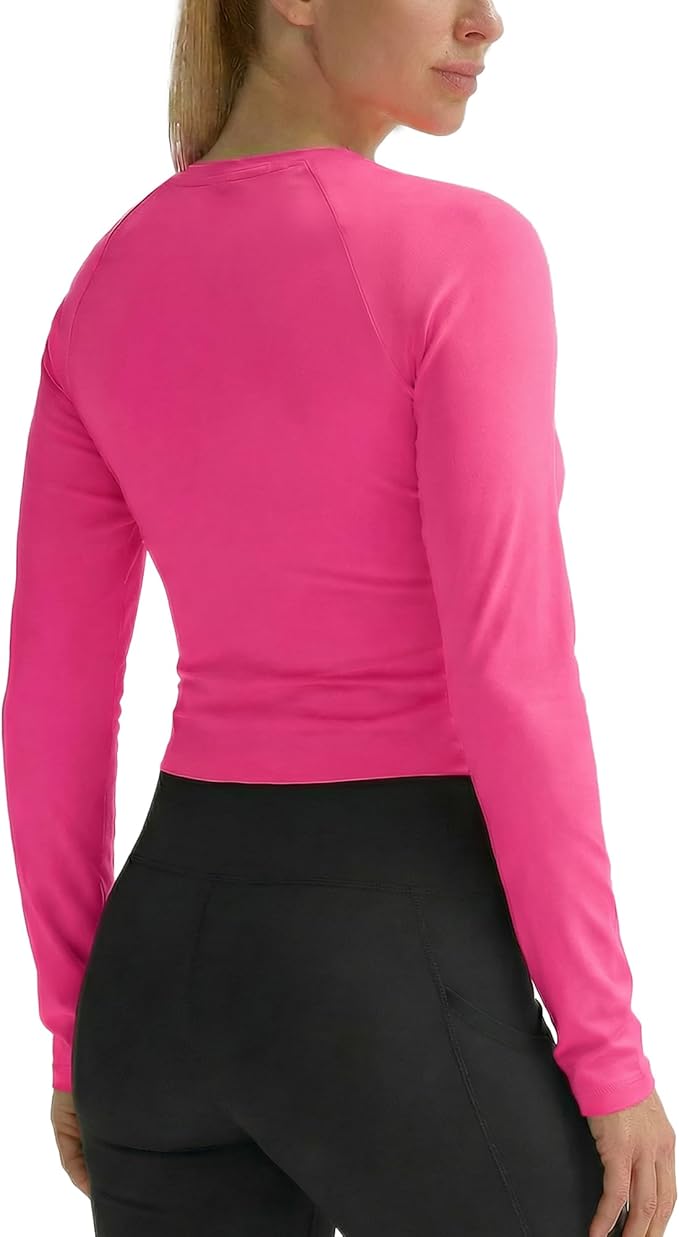 Zengjo Women's Long Sleeve Workout Tops Fitted Silky Cooling Athletic Performance Shirts Moisture Wicking for Yoga Gym