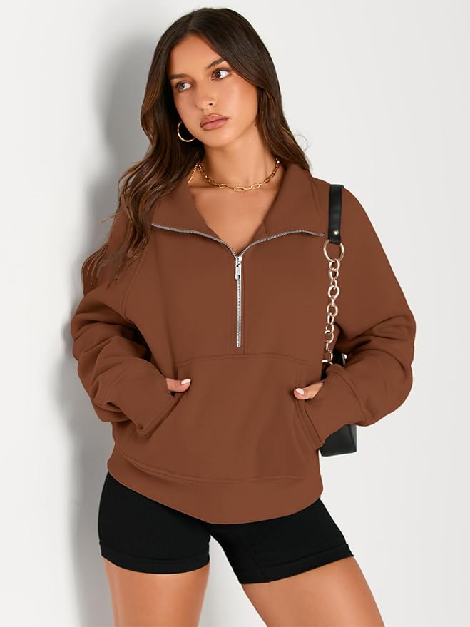 AUTOMET Womens Sweatshirts Half Zip Cropped Pullover Fleece Quarter Zipper Hoodies 2026 Fall Fashion Outfits Clothes