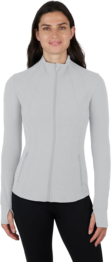 Yogalicious Full-Zip Lightweight Hooded Running Workout Yoga Lux Jacket with Pockets
