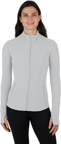 Yogalicious Full-Zip Lightweight Hooded Running Workout Yoga Lux Jacket with Pockets