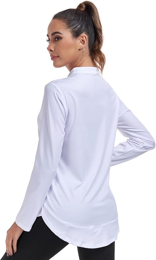 Absttith Women's Long Sleeve Workout Shirts Running Yoga Tops Athletic V Neck Sport Tee Side Split
