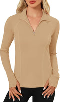 LOMON Women's Long Sleeve Athletic Tops Quarter Zip Workout Shirts Turtle Neck Fall Compression Shirt with Thumb Hole
