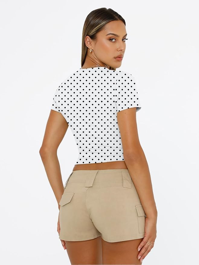 Trendy Queen Womens Short Sleeve T Shirts - Buttery Soft Summer Crop Tops Slim Fit Y2k Basic Tees for Workout