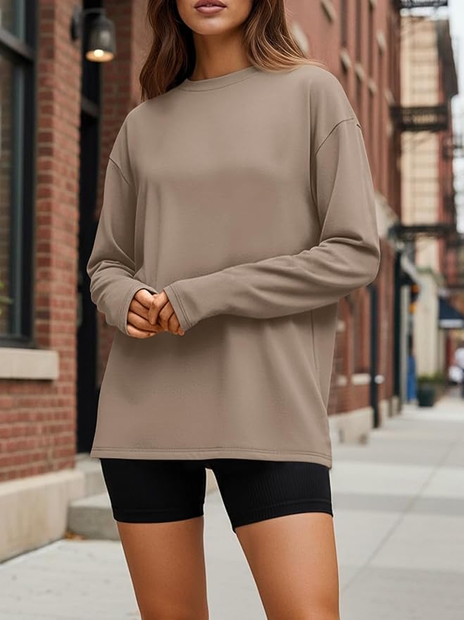 Trendy Queen Womens Spring Tops Oversized Long Sleeve T Shirts 2026 Basic Tee Fall Casual Workout Y2K Clothes