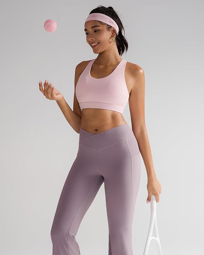 RUNNING GIRL Sports Bras for Women,Padded Strappy Sports Bras Criss-Cross Back Medium Support Sports Bras with Removable Cups