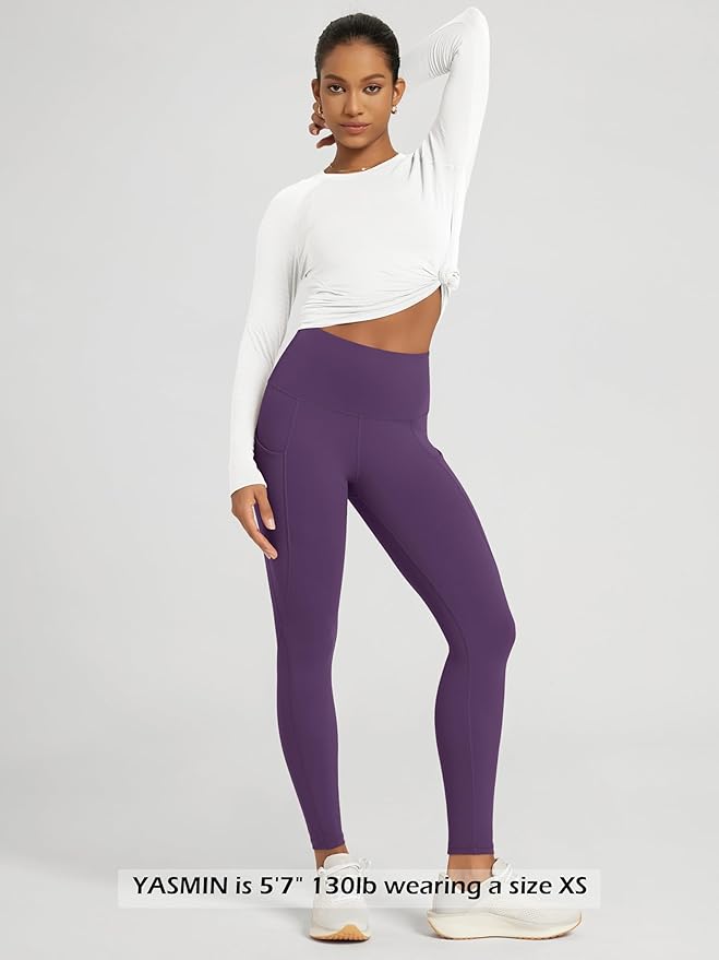 ODODOS Women's High Waisted Yoga Leggings with Pockets, Tummy Control Non See Through Workout Athletic Running Yoga Pants