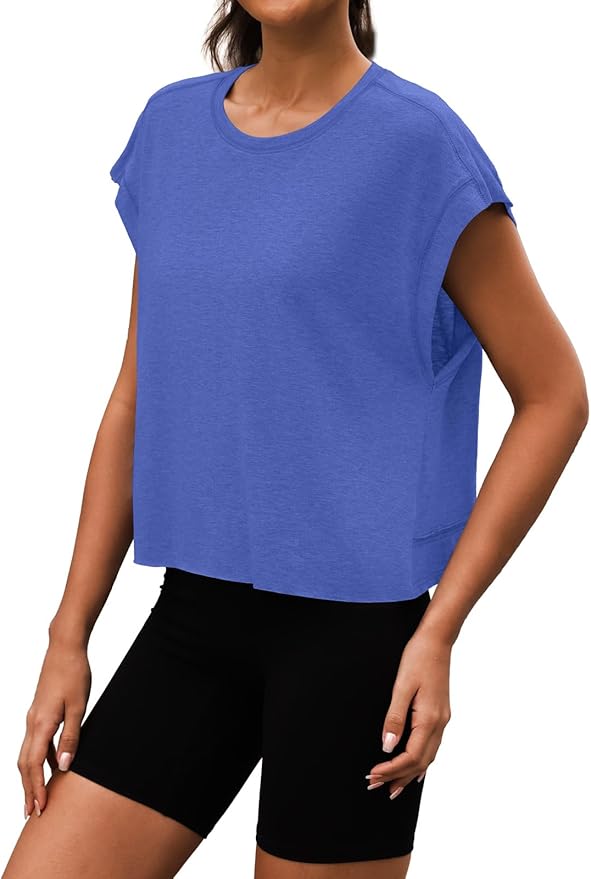 Women Open Back Workout Shirts Short Sleeve Tops Casual Yoga Y2k Athletic Gym Running Crop Tees