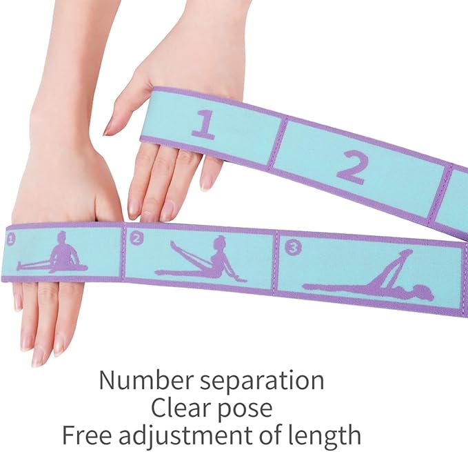 9 Loops Elastic Yoga Strap - Adjustable Stretching Band for Physical Therapy, Dance, Pilates & Gymnastics, Multi-Loop Exercise Band for Flexibility, Home Workout