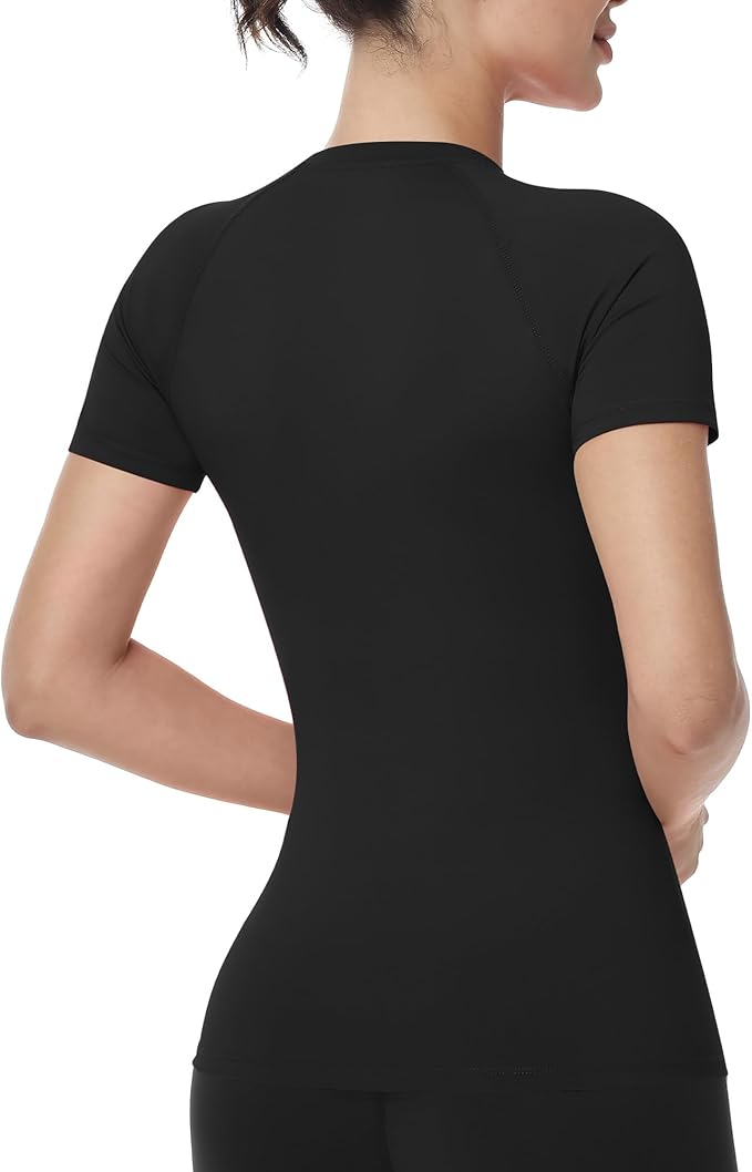 Runhit Compression Shirt Women Short Sleeve Workout Tops Athletic Gym Moisture Wicking T-Shirt Running Yoga Base Layer