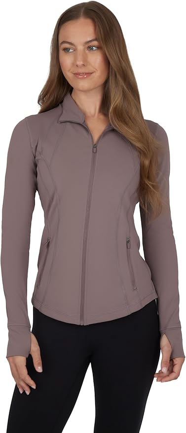 90 Degree By Reflex Full Zip Running Track Jacket Lightweight Athletic Slim Fit Jacket with Thumbholes