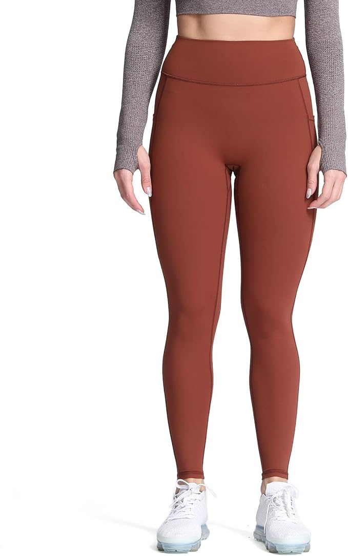 Aoxjox Women's Trinity High Waisted Yoga Pants with Pockets Cross-Waist Tummy Control Buttery Soft Workout Leggings 26"