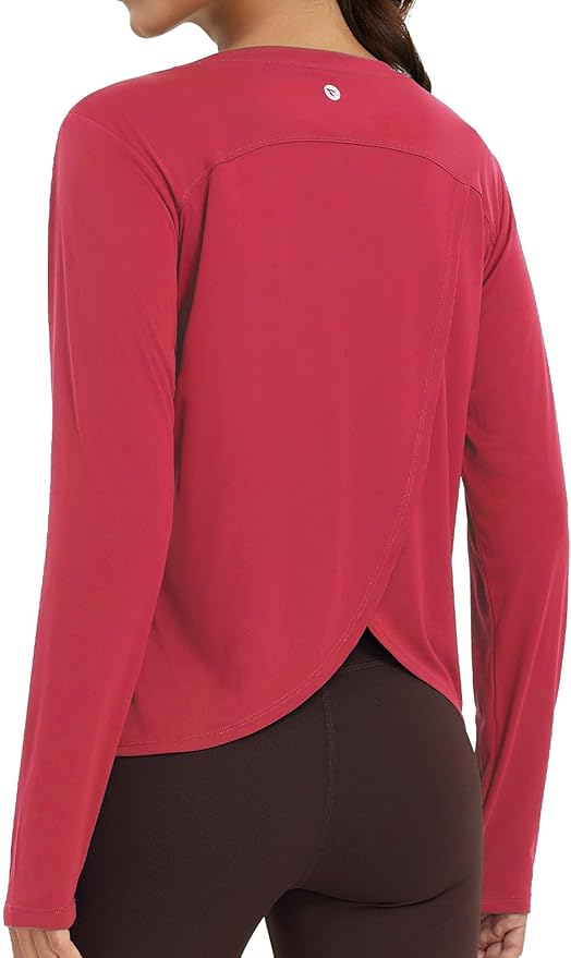 baleaf Women's Running Sun Shirts Long Sleeve UPF 50+ Workout Tops UV Athletic Split Back Quick Dry Lightweight