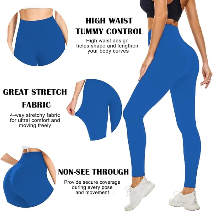 FULLSOFT Buttery Soft Leggings for Women - High Waisted Tummy Control No See Through Workout Yoga Cycling Tights Pants
