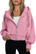Trendy Queen Hoodies for Women Full Zip Up Cropped Sweatshirts Jackets Casual Comfy Gym Tops Fall Outfits Winter Clothes 2026