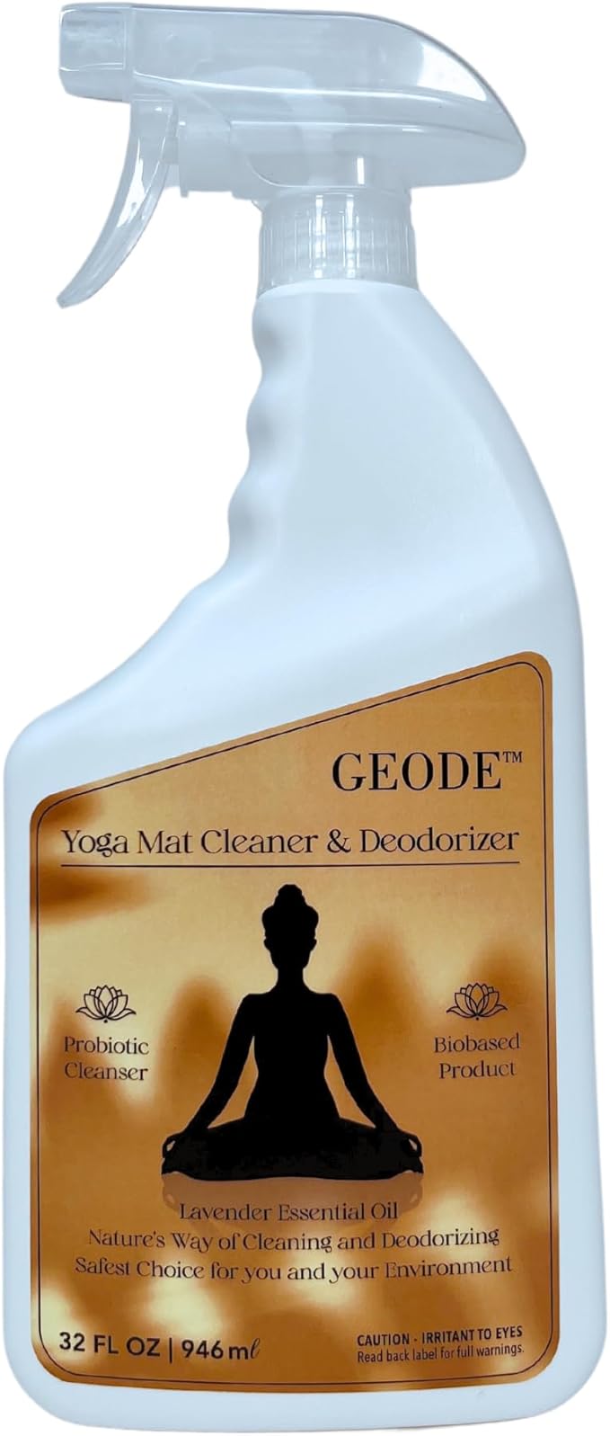 Geode Yoga Mat Cleaner and Deodorizer Spray - Sweet Lavender Essential Oils, Easy to use-Non-Toxic, Ideal for Exercise Mats, Pilates Reformer, all Yoga Mats - Safe & Natural ingredients. (32oz-Quart)