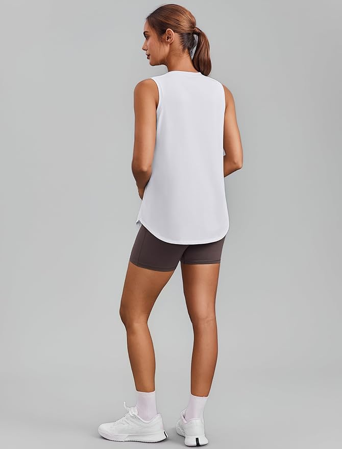 PINSPARK Workout Tops for Women Sleeveless Athletic Tank Tops UPF 50+ Running Tanks with Side Slits Loose Fit Gym Yoga Shirt