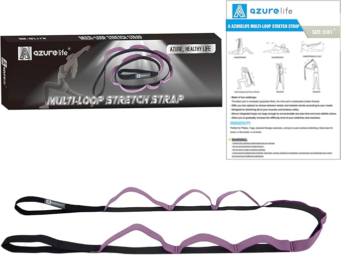 Premium Durable Stretch Straps with Loops, Stretching Strap for Physical Therapy, Multi-Loop Yoga Strap Fitness Exercise Strap for Yoga, Pilates, Dance, Flexibility&Exercise