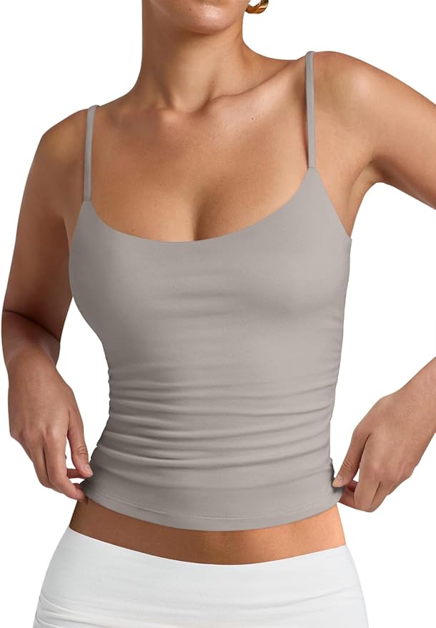 PINKMSTYLE Women's Basic Double Lined Scoop Neck Tank Tops Adjustable Cami Tank Summer Sleeveless Tops