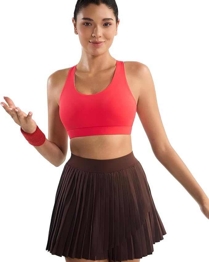 RUNNING GIRL Sports Bras for Women,Padded Strappy Sports Bras Criss-Cross Back Medium Support Sports Bras with Removable Cups