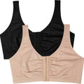 Fruit of the Loom Women's 96014PK Comfort Cotton Blend Front Close Sports Bra 2 Pack