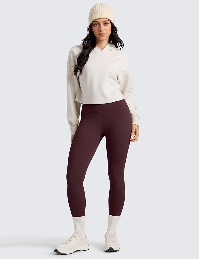 CRZ YOGA Matte Thermal Fleece Lined Leggings 28'' - Casual Lounge Workout Womens Yoga Full Length Pants Winter Warm