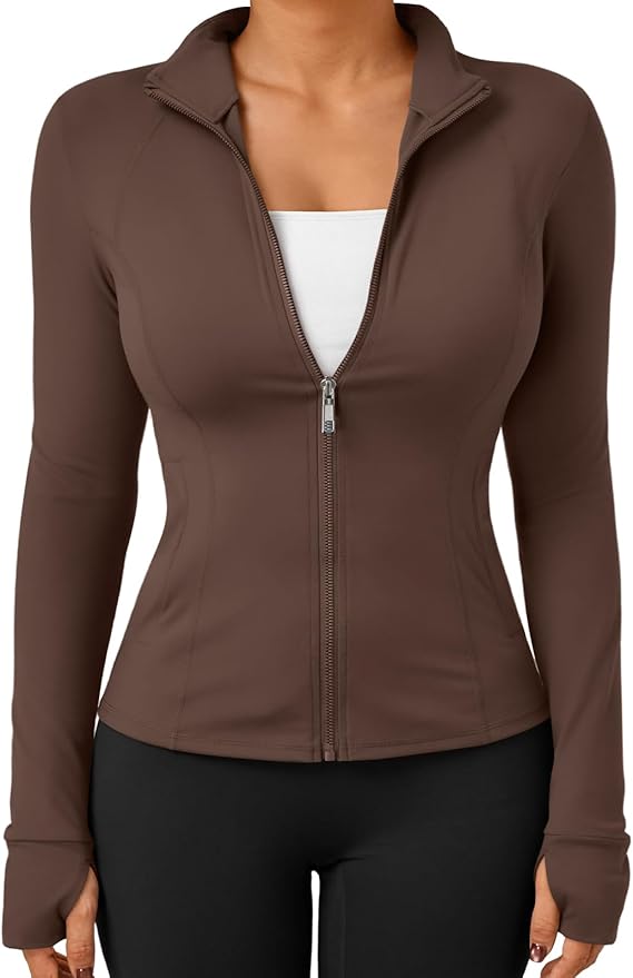 Trendy Queen Womens Lightweight Zip Up Jackets 2026 Athletic Workout Hoodies Spring Shirt Fitted Gym Clothes with Pocket
