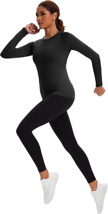 NebuKinex 5 Pack Women's Compression Shirt Long Sleeve Workout Tops Athletic Baselayer Quick Dry Gym Yoga Running T-Shirt