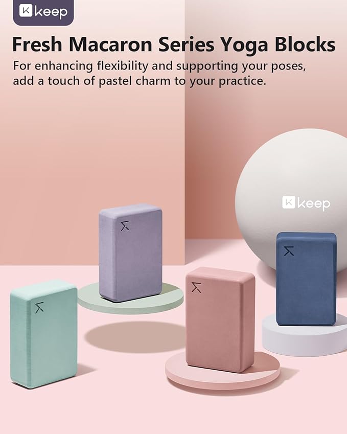 KEEP Yoga Block, High-Density EVA Foam 2 Pack Yoga Block with Non-Slip Textured Surface, Supportive, Lightweight - Ideal for Yoga