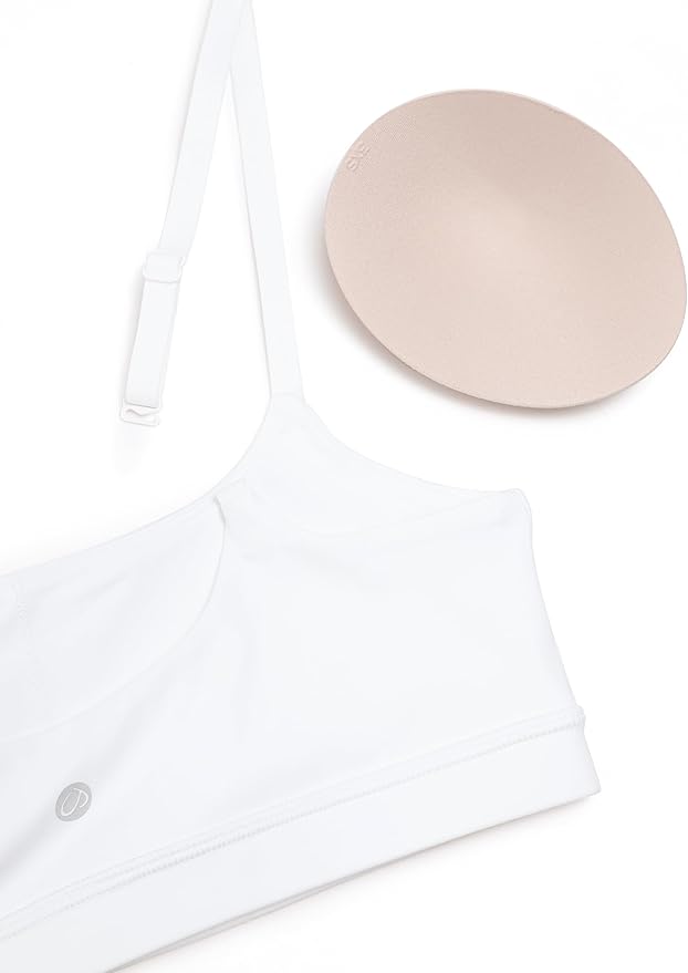 CRZ YOGA Butterluxe Adjustable Spaghetti Strap Sports Bras for Women - Scoop Neck Wireless Padded Yoga Workout Crop Top