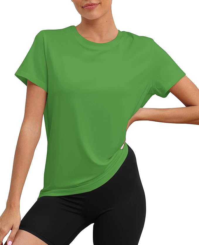 KevaMolly Workout Tops for Women UPF50+ Breathable Loose Fit Yoga T Shirts Short Sleeve Running Gym Athletic Tee Top
