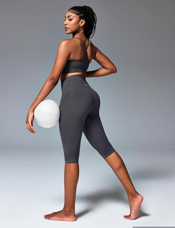Heathyoga Capri Leggings with Pockets for Women Tummy Control Knee Length Leggings Yoga Pants Women Capri Pants Workout