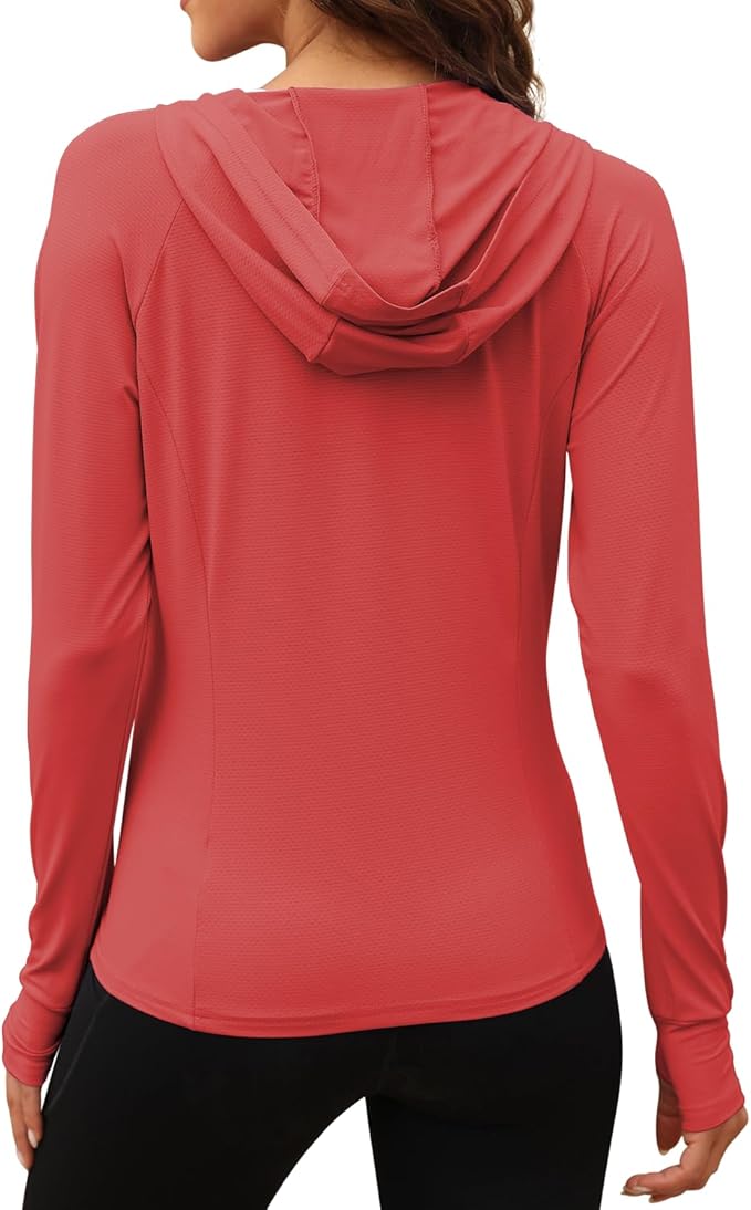We1Fit Women's UPF 50+ Sun Protection Jacket Hoodie Sun Shirts Hiking Running Athletic Shirt