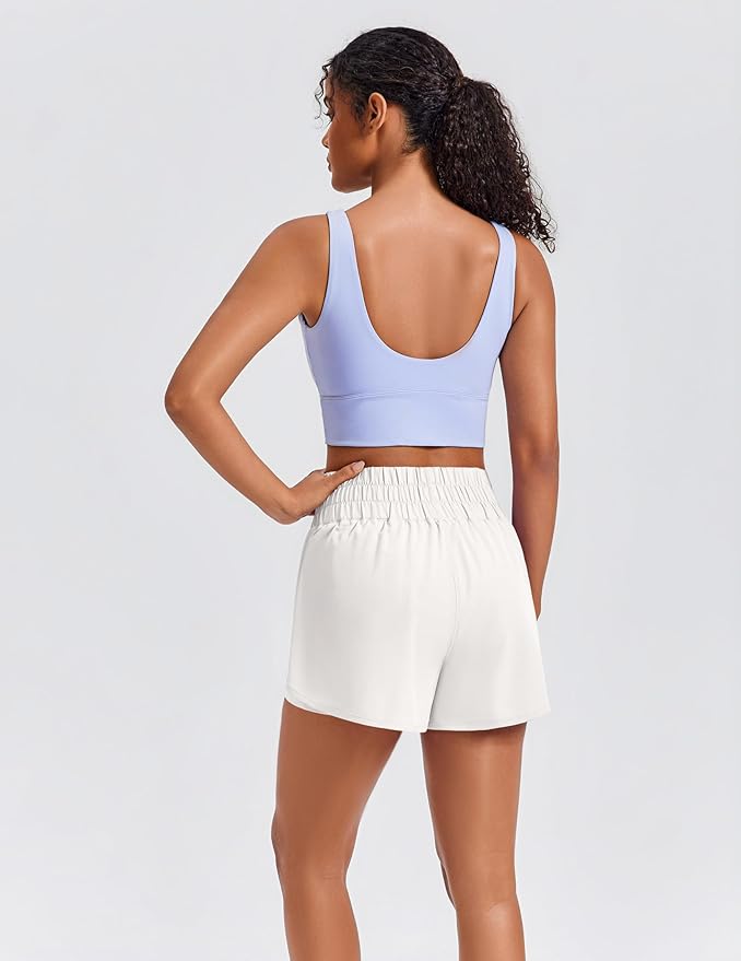 PINSPARK Women's 2 in 1 Running Shorts High-Split Athletic Short High Waisted 3" Liner Workout Gym Short with Pockets
