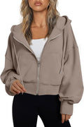 Trendy Queen Hoodies for Women Full Zip Up Cropped Sweatshirts Jackets Casual Comfy Gym Tops Fall Outfits Winter Clothes 2026