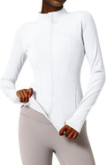 Gacaky Women's Slim Fit Workout Running Track Jackets Full Zip-up Yoga Athletic Jacket with Thumb Holes