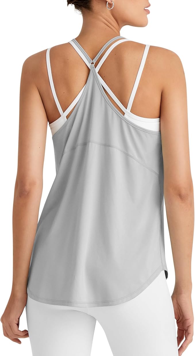 G4Free Workout Athletic Tank Tops for Women Racerback Lightweight Gym Pilates Y-Back Loose Fit Running Tanks Top