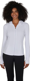 Yogalicious Full-Zip Lightweight Hooded Running Workout Yoga Lux Jacket with Pockets