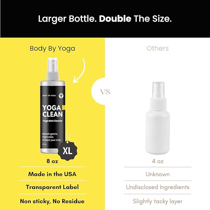 Yoga Clean – Eco-Friendly Yoga Mat Cleaner & Deodorizing Spray | Neutralizes Sweat & Odor to Protect Your Mat | 8 oz Plant-Based Formula, Spa-Like Scent, Made in the USA