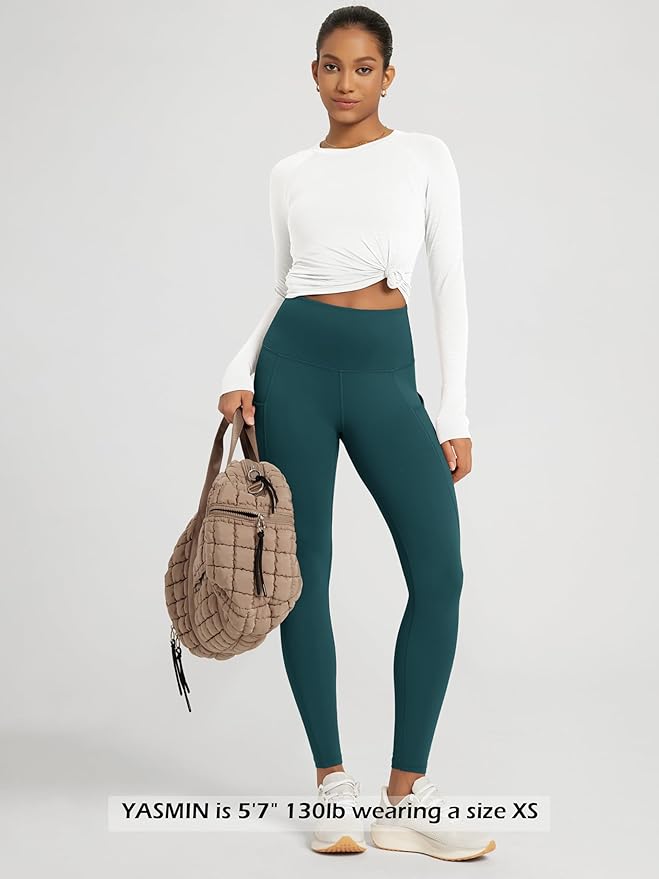 ODODOS Women's High Waisted Yoga Leggings with Pockets, Tummy Control Non See Through Workout Athletic Running Yoga Pants