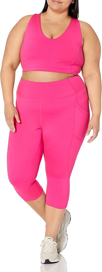 Amazon Essentials Women's High Waisted Active Sculpt Workout Athleisure Capri Leggings with Pockets